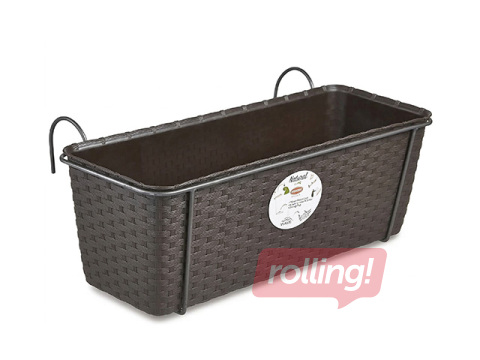 Puķu kaste Stefanplast Natural, ar metāla turētāju, brūna, 50x18x16cm