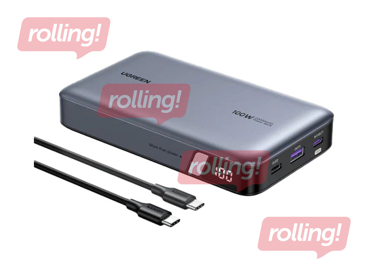 Mobilais lādētājs UGREEN LiPo PowerBank 20000mAh 100W 2xUSB-C PB720