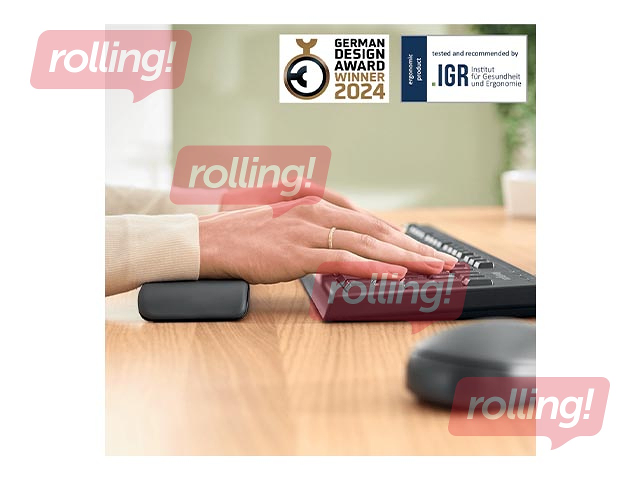 Klaviatūras plaukstu balsts Ergo Leitz, tumši pelēks, 1 gab.