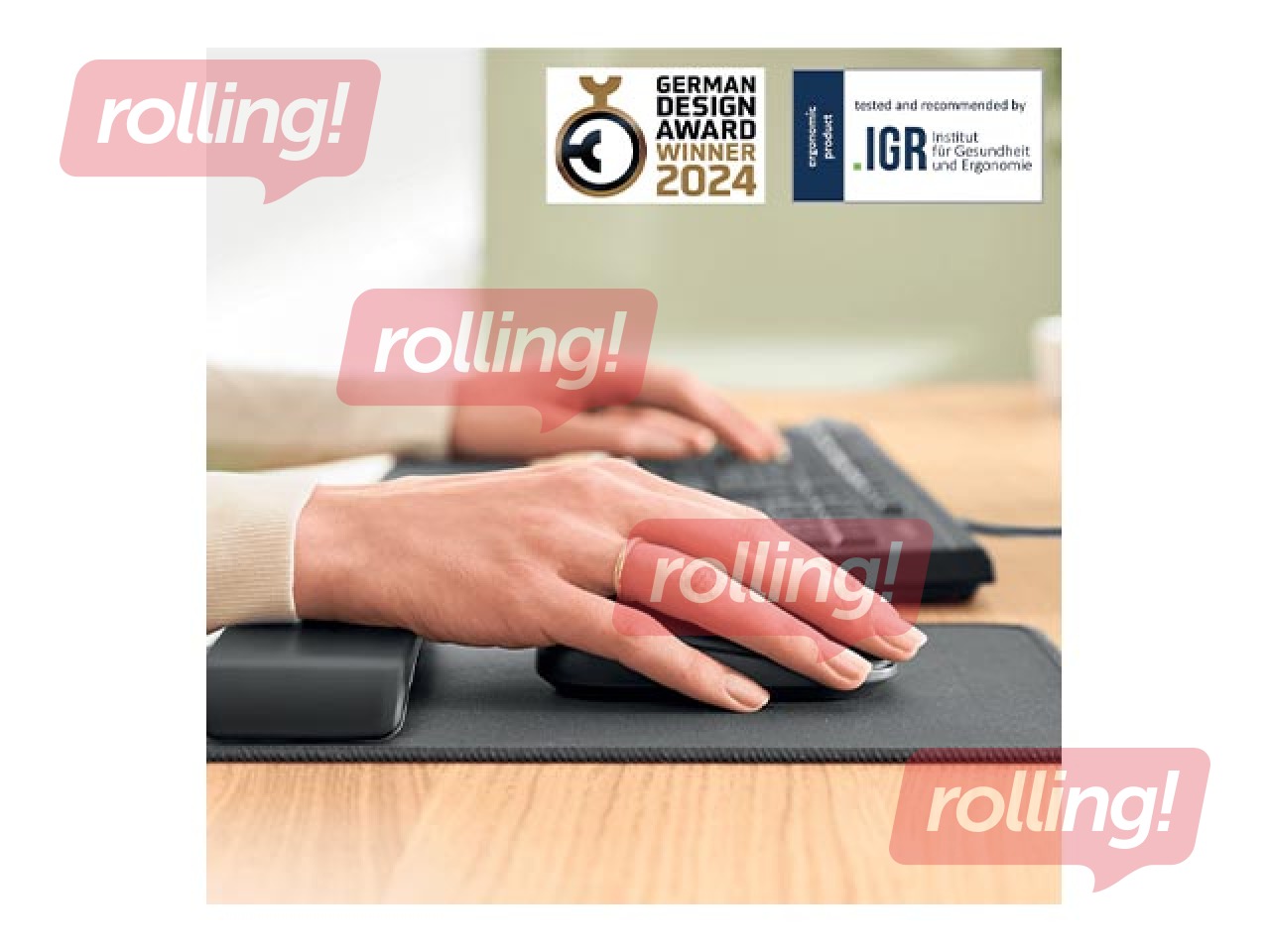 Mouse pad Leitz Ergo with adjustable wrist rest, dark grey, 1 pcs.