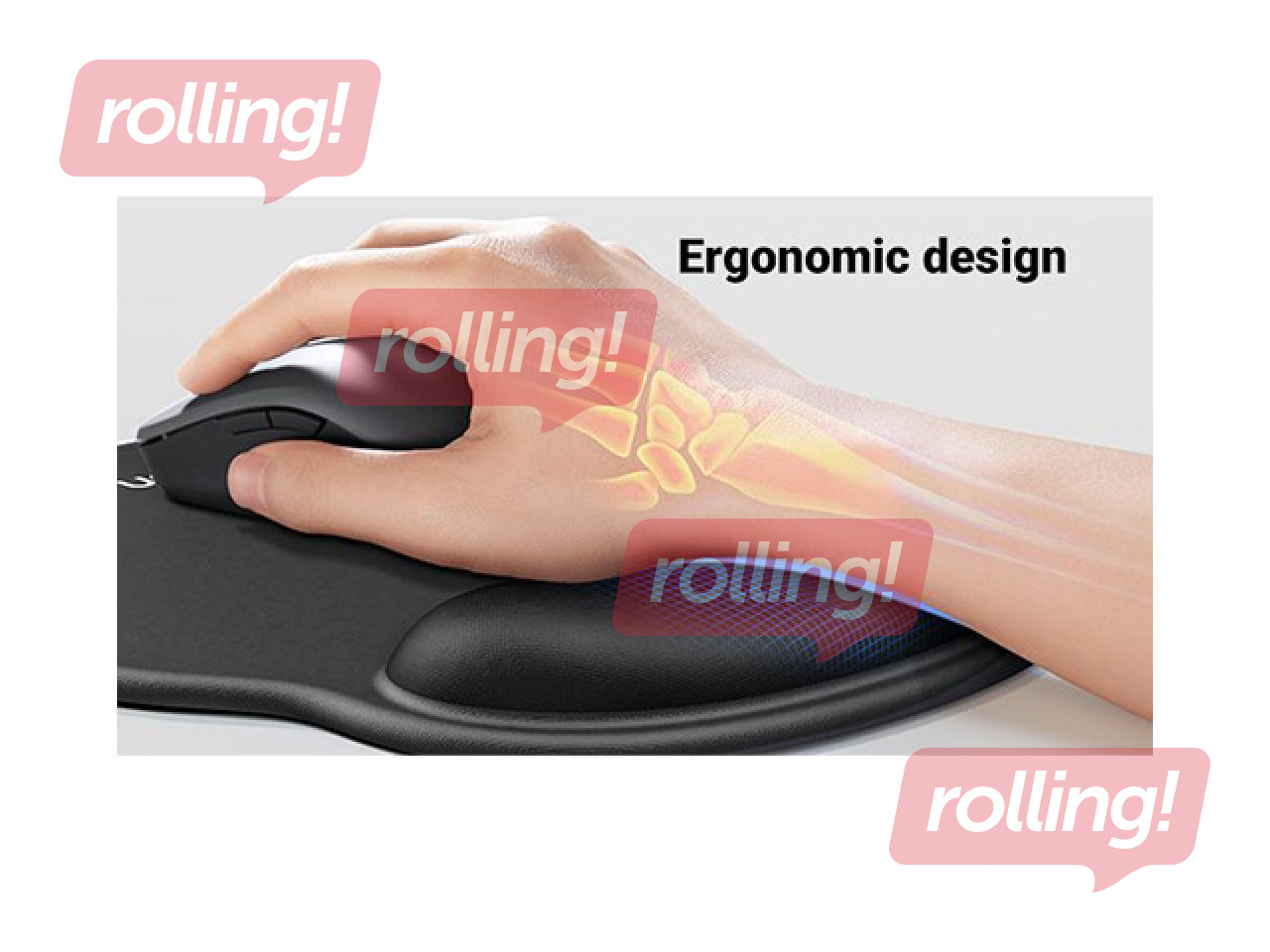 Peles paliktnis UGREEN Ergonomisks ar plaukstas balstu, melns