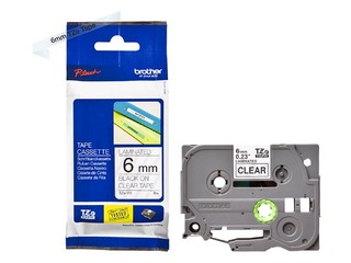 Brother TZe-111 - Black printing on Clear Tape, laminated, 6mm width, 8m length