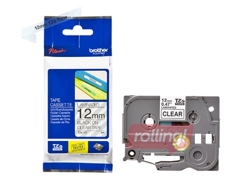 Lente Brother TZe-131, Melns uz caurspīdīga, 12mm, 8 m, laminēta