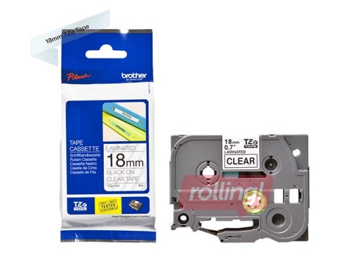 Lente Brother TZe-141, Melns uz caurspīdīga, 18mm, 8 m, laminēta