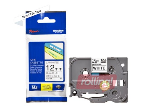 Ламинированная лента Brother TZe-231 шириной 12 мм x 8 м, Чёрный текст на белом фоне