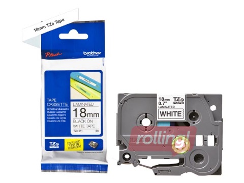 Lente Brother TZe-241, Melns uz balta, 18mm, 8 m, laminēta