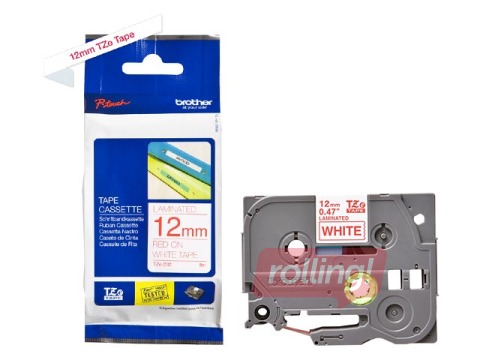 Brother TZe-232 - Red printing on White Tape, Laminated, 12mm width, 8m length