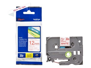 Brother TZe-232 - Red printing on White Tape, Laminated, 12mm width, 8m length