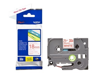 Brother TZe-242 - Red printing on White Tape, Laminated, 18mm width, 8m length