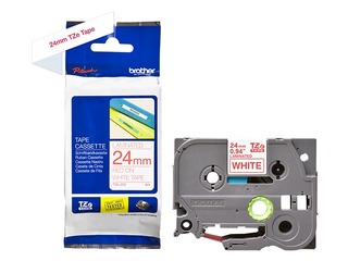Brother TZe-252 - Red printing on White Tape, laminated, 24mm width, 8m length