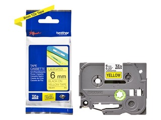 Brother TZe-611- Must trükk kollasel lindil, lamineeritud, 6mm laiune, 8m pikkune