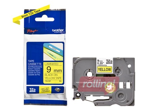Lente Brother TZe-621, Melns uz dzeltena, 9mm, 8 m, laminēta