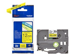 Lente Brother TZe-631, Melns uz dzeltena, 12mm, 8 m, laminēta