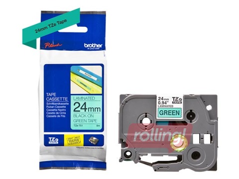 Lente Brother TZe-751, Melns uz zaļa,24mm, 8 m, laminēta