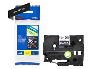 Brother TZe-365 White printing on Black Tape, laminated, 36mm width, 8m length