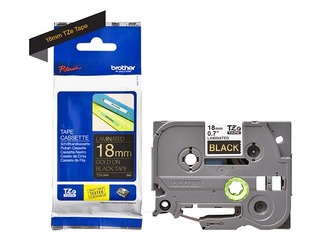 Brother TZe-344- Gold printing on Black Tape, laminated, 18mm width, 8m length