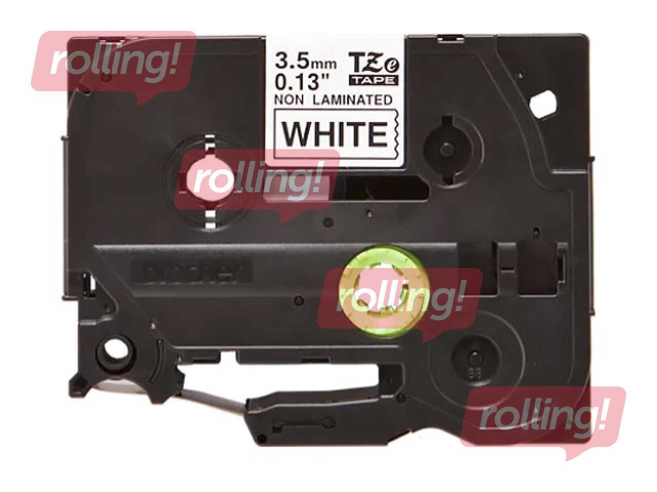 Uzlīmju lente Brother TZe-N201 melns uz balta, nelaminēta, 3.5mm x 8m