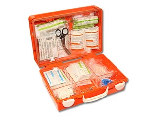 Аптечка первой помощи для предприятия, пластиковый чемодан с настенным держателем.