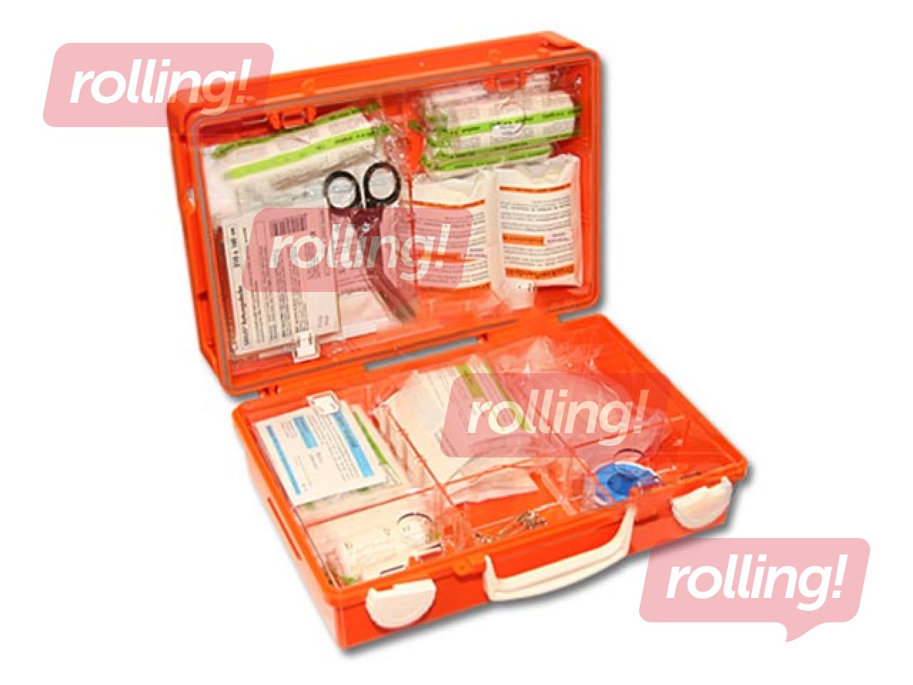 Pirmās palīdzības aptieciņa uzņēmumiem, plastmasas koferī ar sienas turētāju