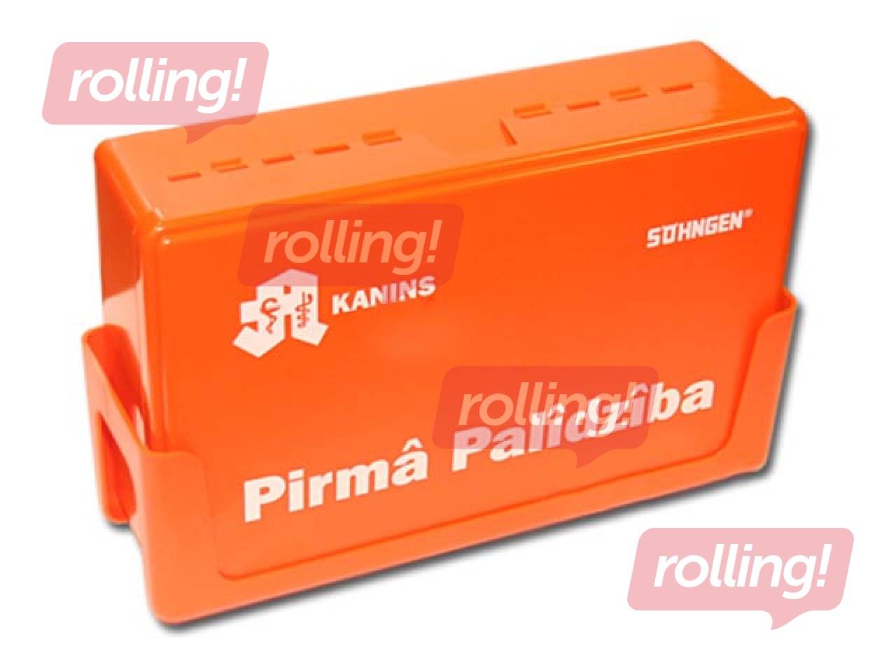 Pirmās palīdzības aptieciņa uzņēmumiem, plastmasas kastītē ar sienas turētāju