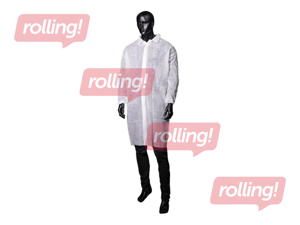 Halāts ar spiedpogām Med-Comfort, vienreizlietojams, balts, L izm.