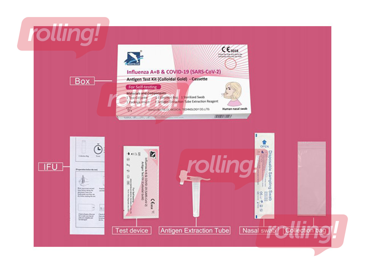 Covid-19 DeepBlue 3in1, ātrais SARS-CoV-2 antigēna, gripas A+B tests, siekalu