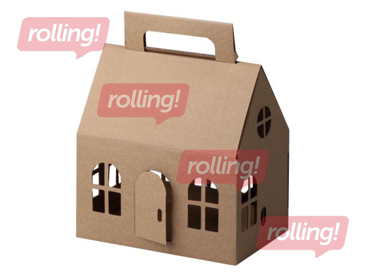 Dāvanu kastīte Ziemassvētku mājiņa, 200x130x120(+90)mm, kartona, brūna