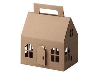 Подарочная коробка Рождественский домик, 200x130x120(+90)мм, картон