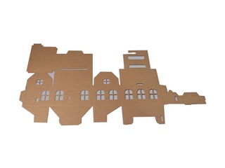 Подарочная коробка Рождественский домик, 200x130x120(+90)мм, картон