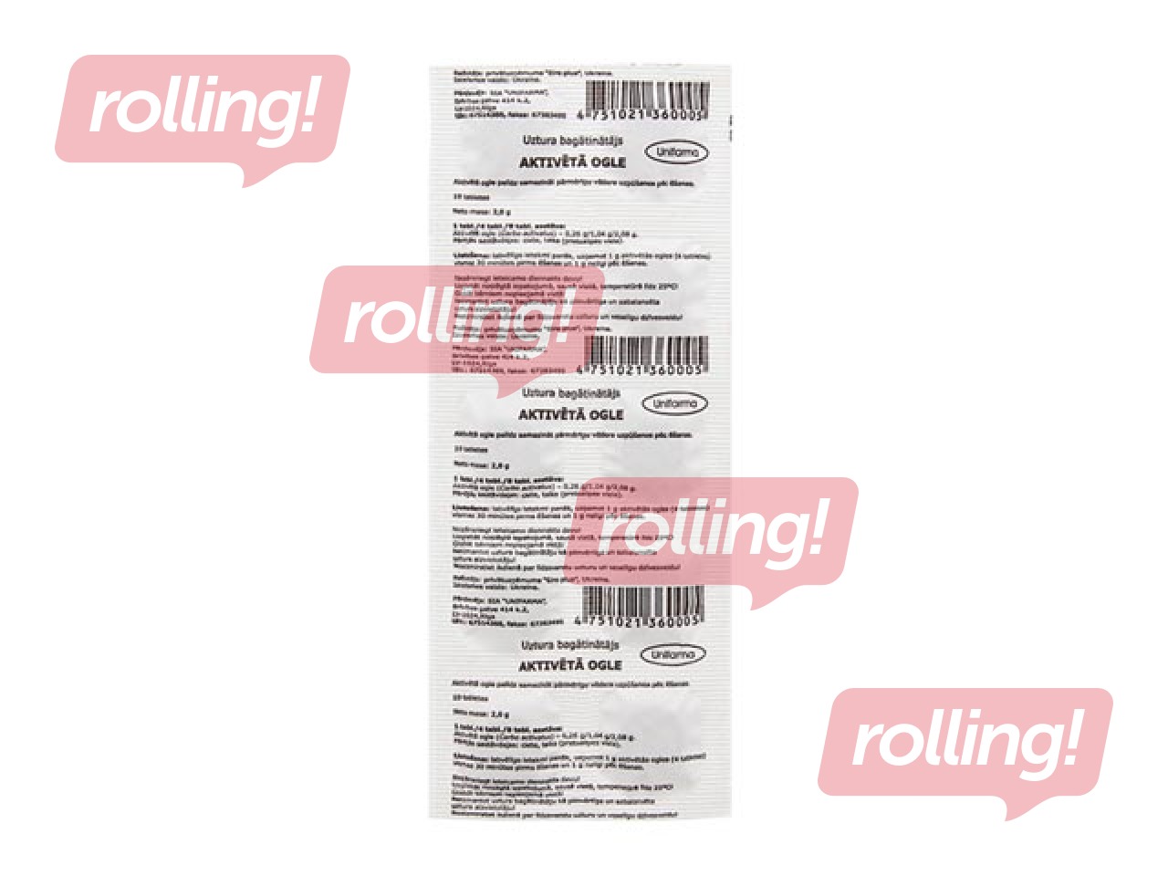 Aktivētā ogle, 250mg, 10 tab.