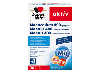 Toidulisand Doppelherz Aktiv, Magneesium 400 + B1 + B6 + B12 + Foolhape, 30 kapslit