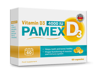 Food supplement Pamex, vitamin D3, 4000IU, 60 capsules