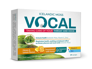 Toidulisand Vocal, sidruni ja mee maitselised imemistabletid, 24 tabletti