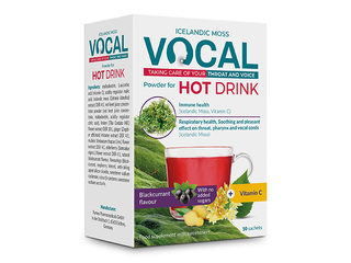 Food supplement Vocal, hot drink with blackcurrant flavour, 10 sachets