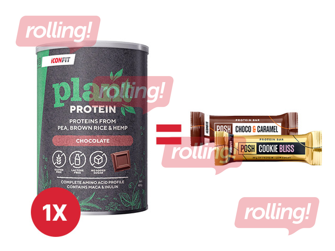 Augu proteīns Iconfit, šokolādes, 480g + AKCIJA! Pērc Iconfit augu proteīnu un saņem dāvanu!