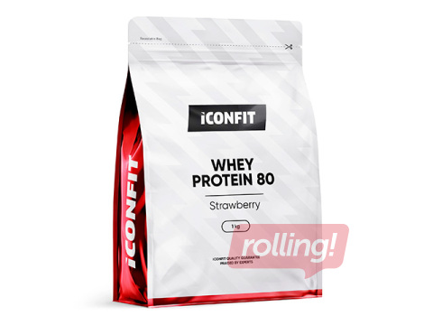 Sūkalu proteīns Iconfit 80, zemeņu, 1kg + AKCIJA! Pērc Iconfit sūkalu proteīnu un saņem dāvanu!