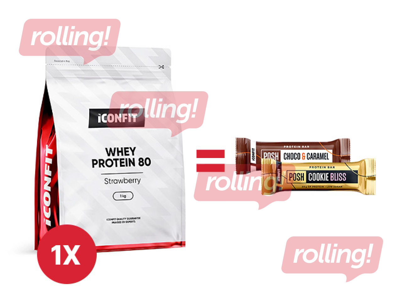 Sūkalu proteīns Iconfit 80, zemeņu, 1kg + AKCIJA! Pērc Iconfit sūkalu proteīnu un saņem dāvanu!