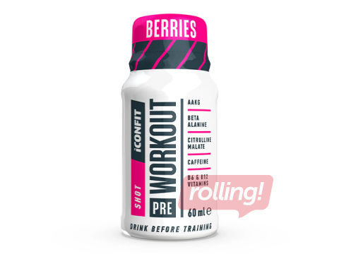 Dzēriens Iconfit, Pre-Workout Shot, ogu, 60ml