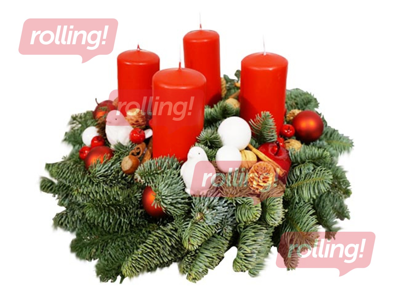 Adventes vainags - Priecīgus Ziemassvētkus, ⌀35cm