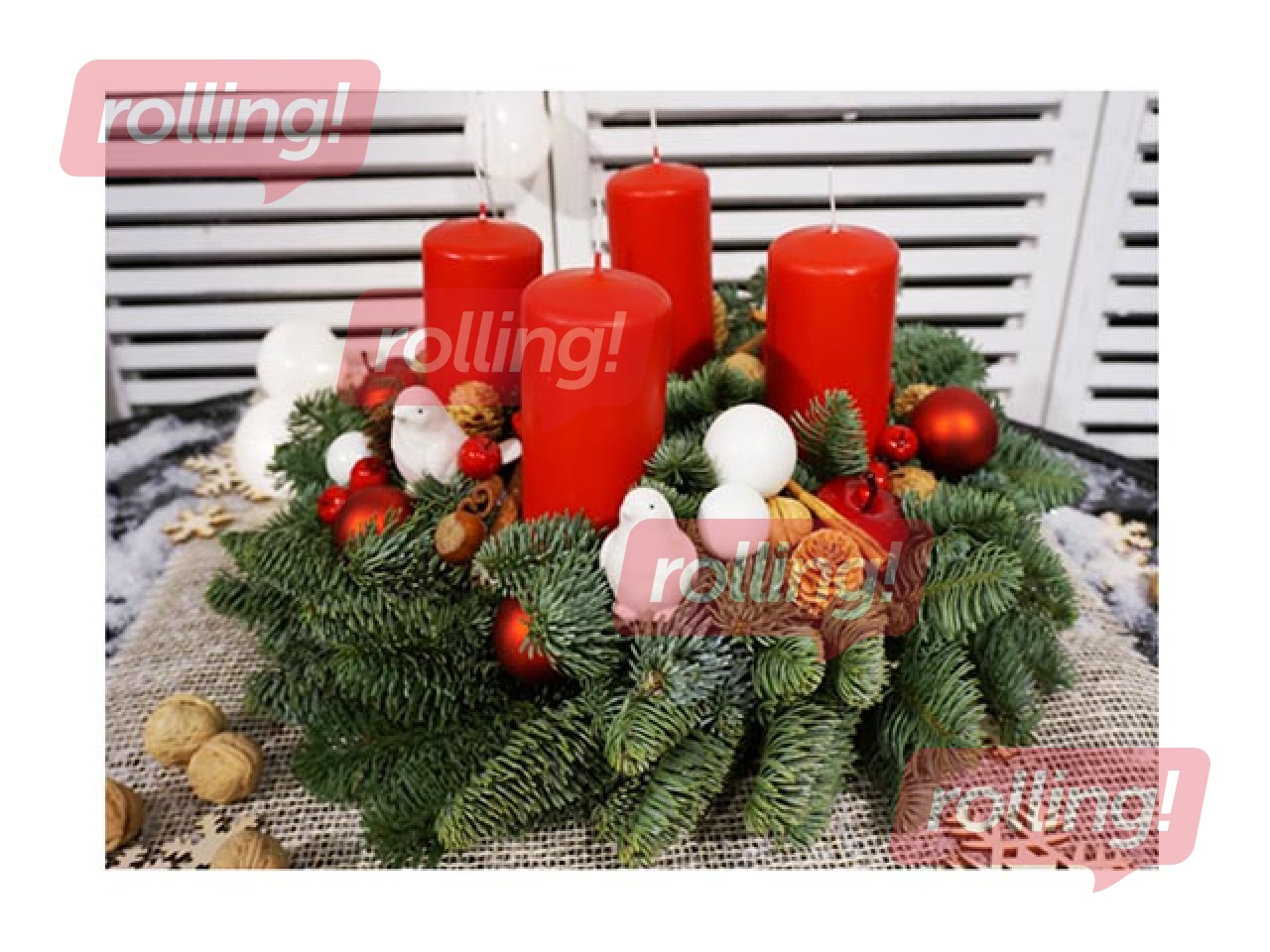 Adventes vainags - Priecīgus Ziemassvētkus, ⌀35cm