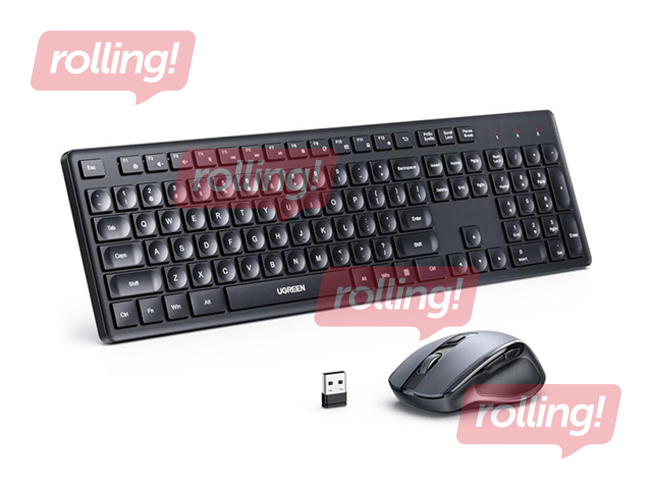 Bezvadu klaviatūras komplekts - membrānas tastatūra un ergonomiskā pele UGREEN/35740
