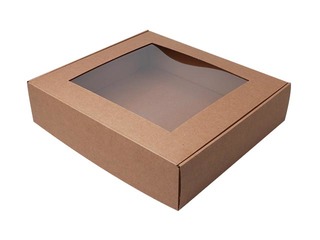 Packaging box with window, 330x300x80mm, with folding lid