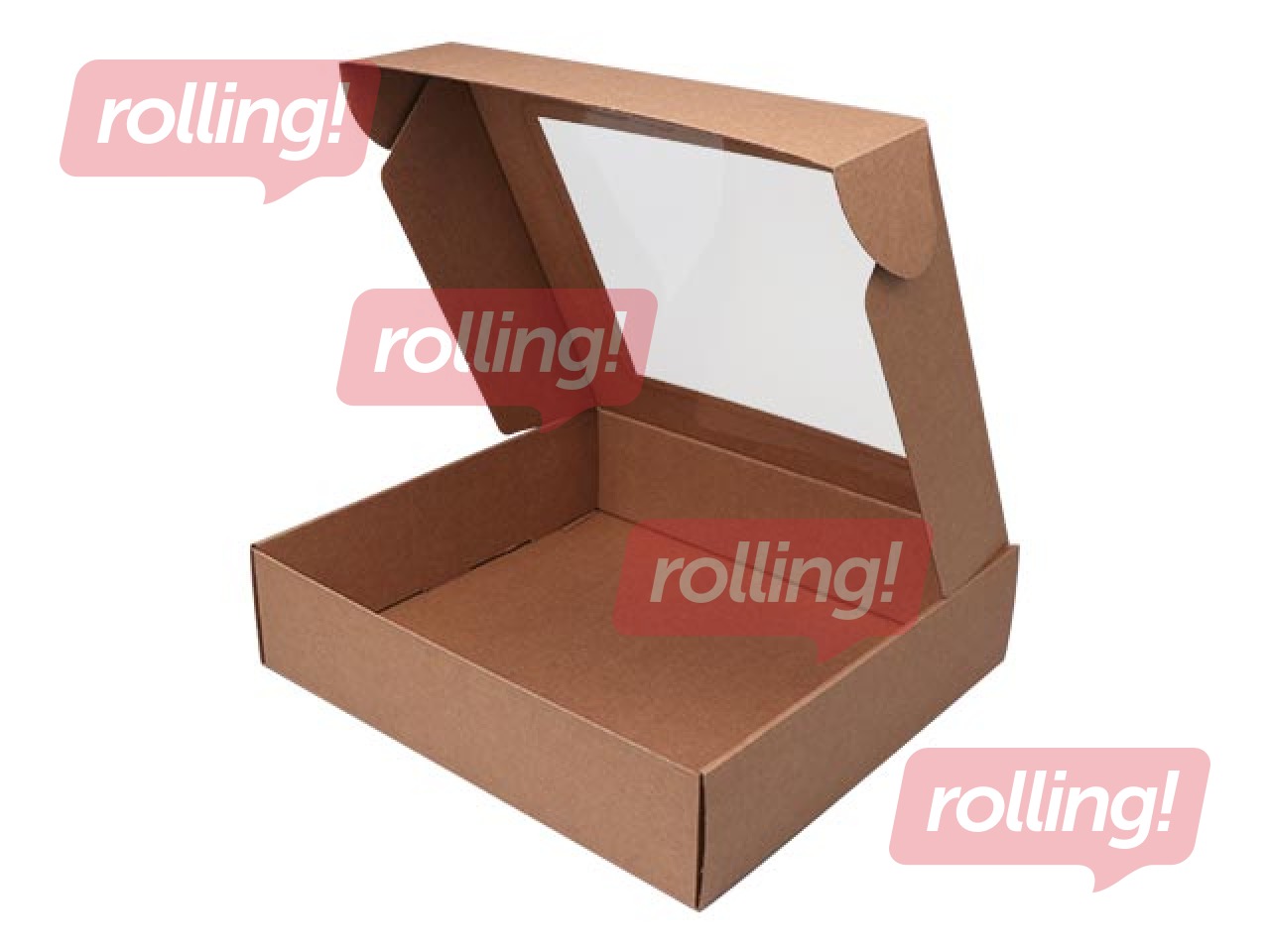 Packaging box with window, 330x300x80mm, with folding lid