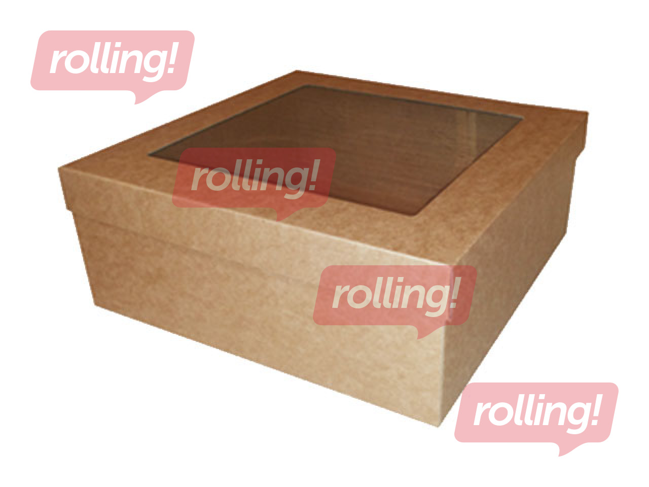 Упаковочная коробка, 190x190x80мм, с окном, коричневая