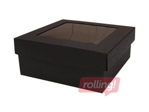 Kartona kaste ar logu, 240x240x80mm, melna