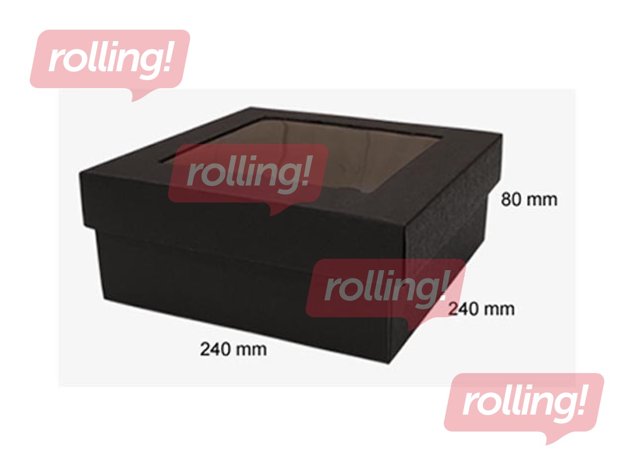 Kartona kaste ar logu, 240x240x80mm, melna