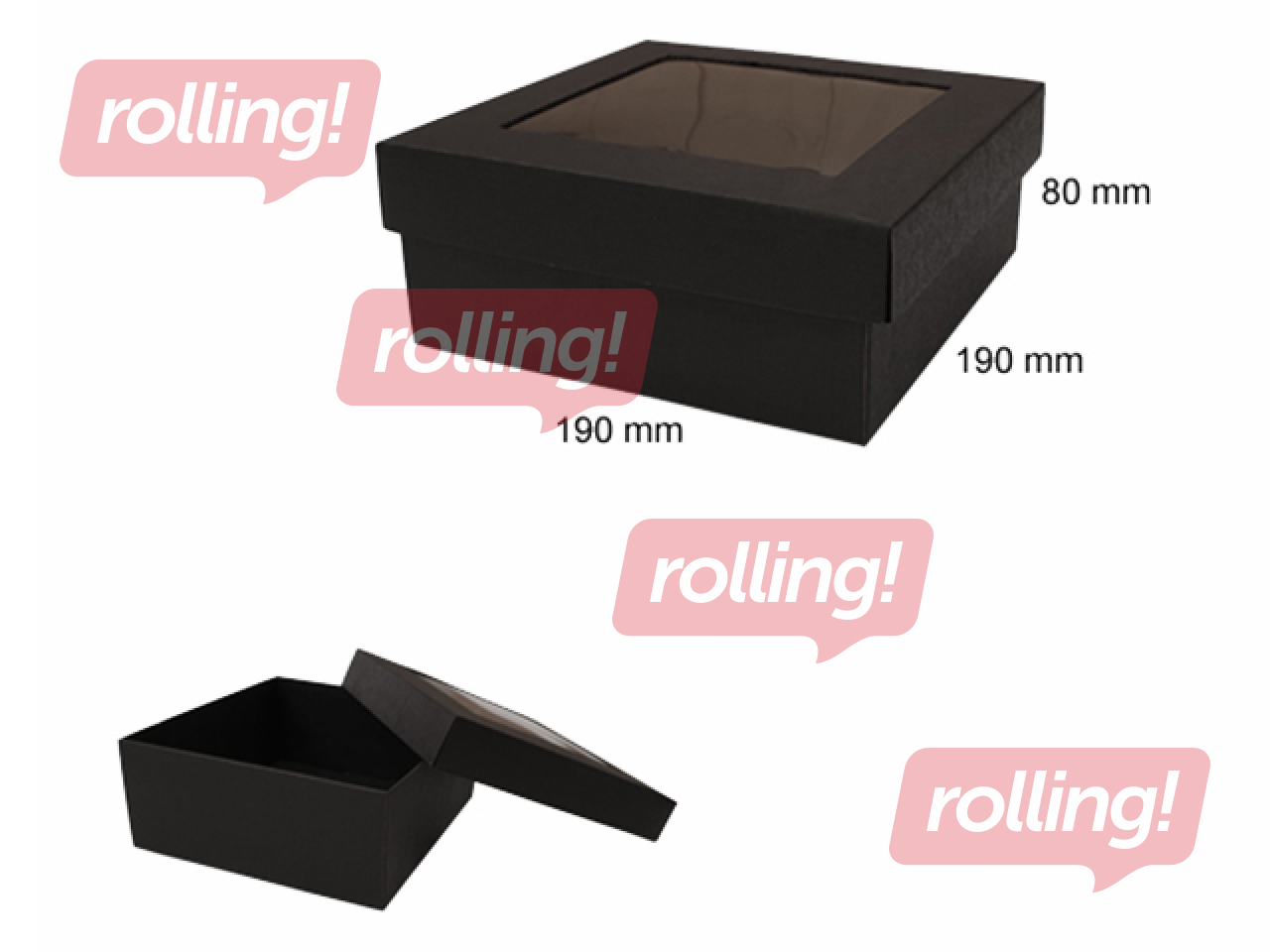 Iesaiņošanas kaste ar logu, 190x190x80mm, melna