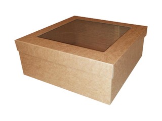 Microcorrugated cardboard box with window, 240x240x80mm