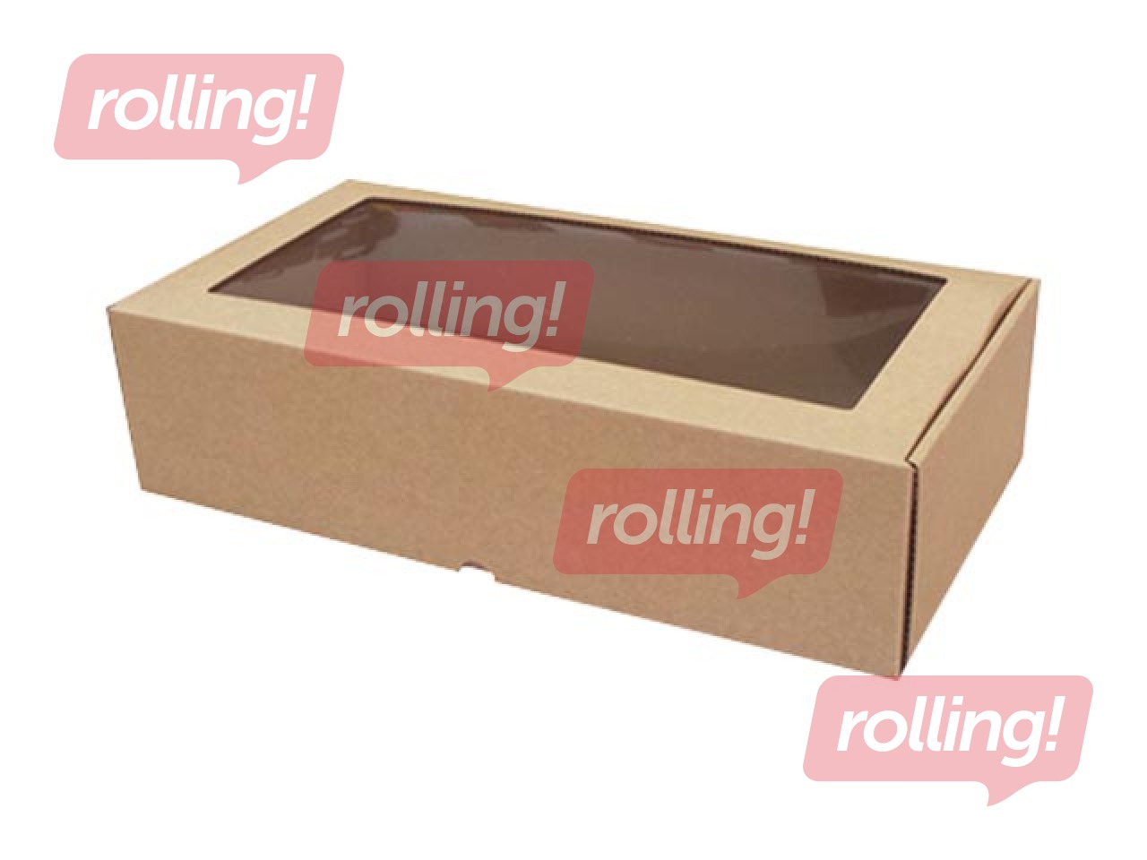 Iesaiņošanas kaste ar logu, 320x165x83mm, ar atlokāmu vāku, brūna