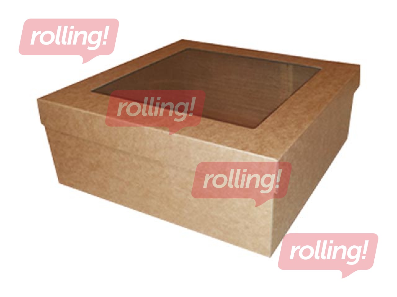 Microcorrugated cardboard box with window, 250x250x100mm, brown